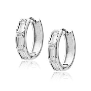 Cercei rotunzi argint Ø15 mm x 4 mm cu pietre DiAmanti Z2102DER_W-DIA (Argint 925‰ 3 g.)